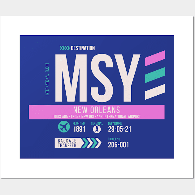 New Orleans (MSY) Airport Code Baggage Tag Wall Art by SLAG_Creative